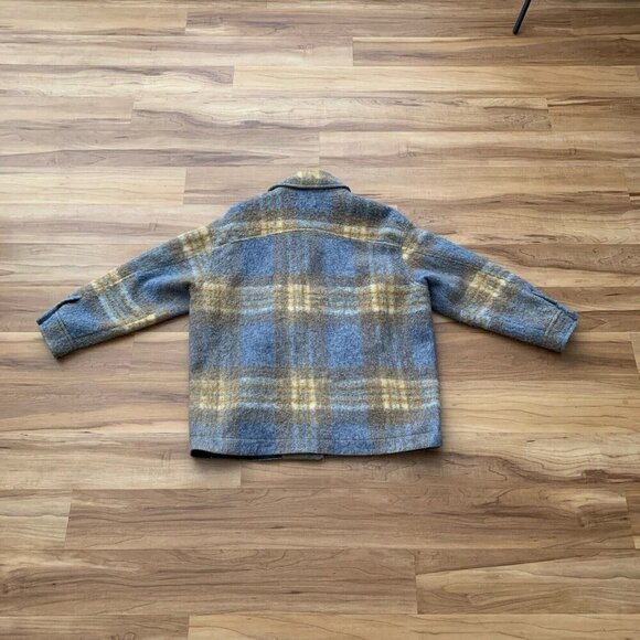 Zara Mix Blue Brown Plaid Shacket Button Long Sleeve Women’s Small Pockets - Picture 8 of 12